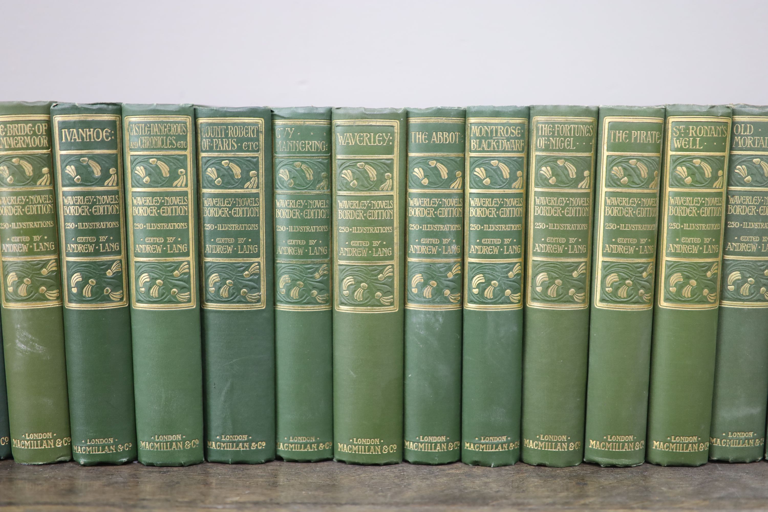 Scott, Walter - Waverley Novels, 24 vols, 8vo, original green cloth gilt, large type border, Macmillan & Co., Ltd., London, 1901-07